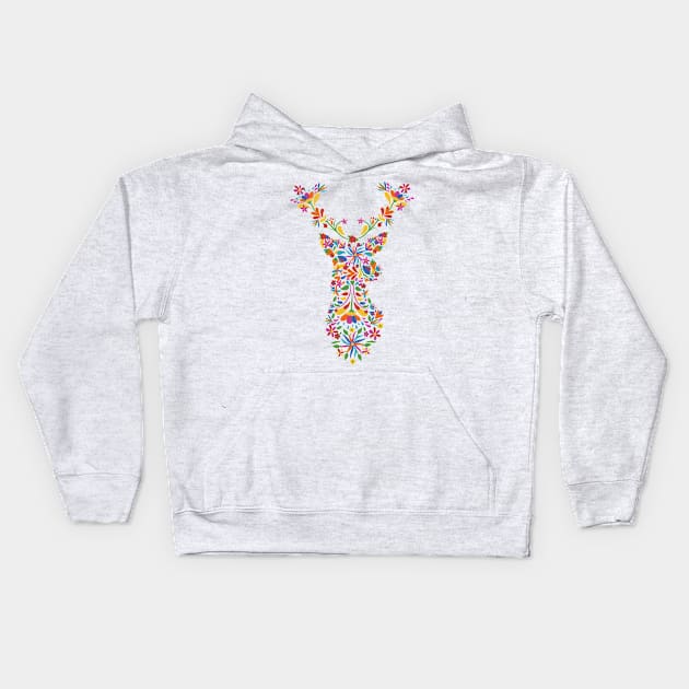 floral animal deer cute cartoon design Kids Hoodie by Midoart